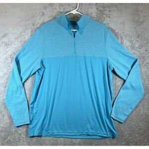 Under Armour Loose Fit Shirt Quarter Zip Long Sleeve Mens Large Blue logo *READ